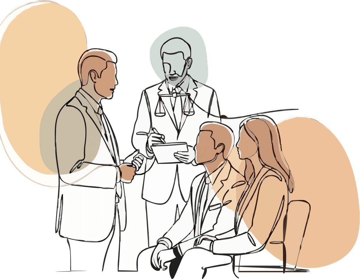 Illustration of lawyers and clients